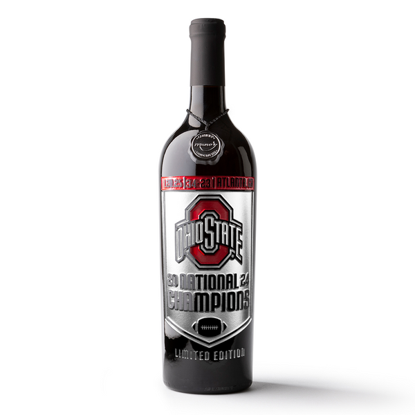 Ohio State 2024 National Champions Banner Etched Wine