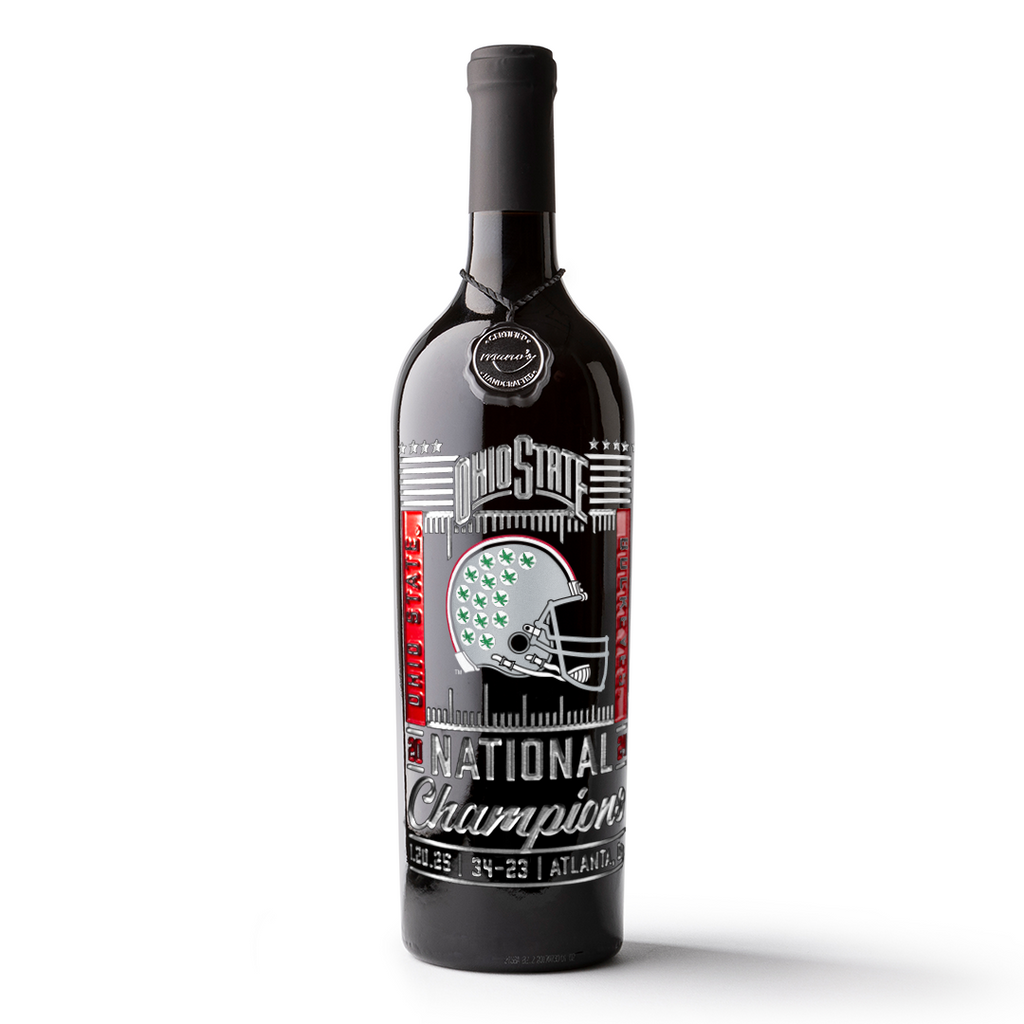 Ohio State 2024 National Champions Etched Wine