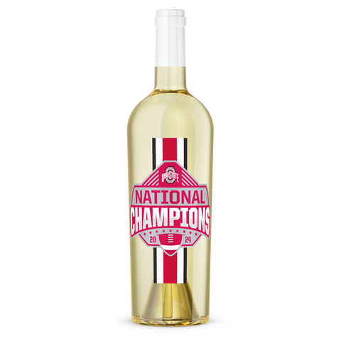 Mano's Wine Sauvignon blanc wine bottle with Ohio State University 2024 National Champions screen printed label