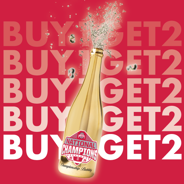 Buy 1 Get 2 Ohio State University 2024 National Champions Metallic Gold Bubbly wine bottles