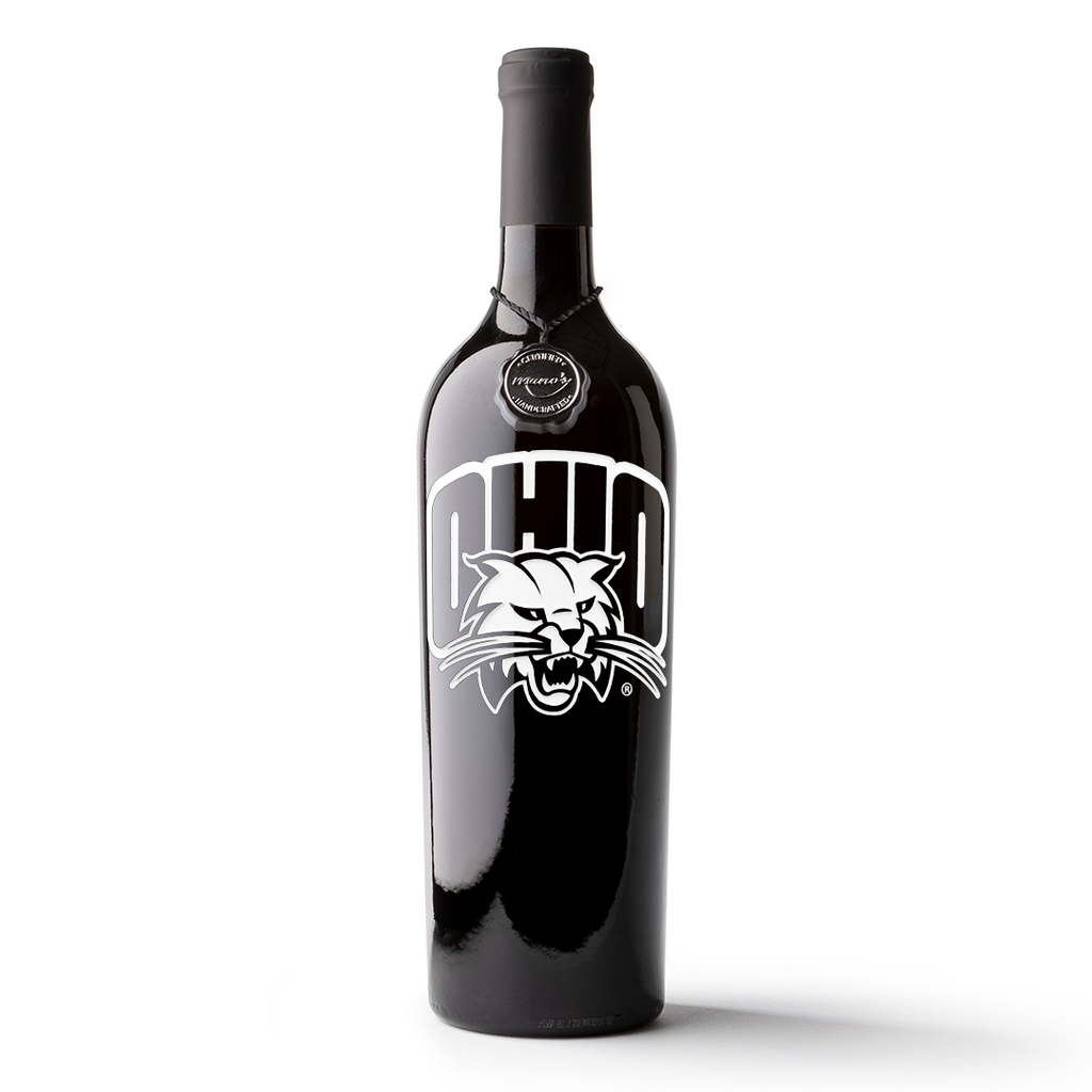 Ohio University Logo Etched Wine