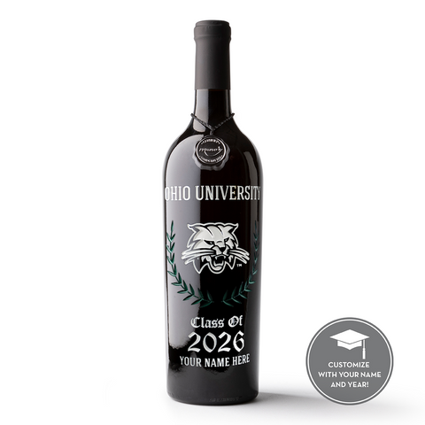 Ohio University Custom Alumni Etched Wine
