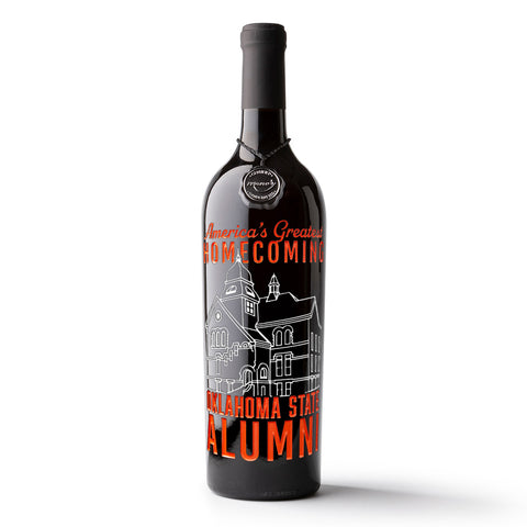 Get the limited edition Oklahoma State University 2025 Homecoming cabernet sauvignon wine bottle