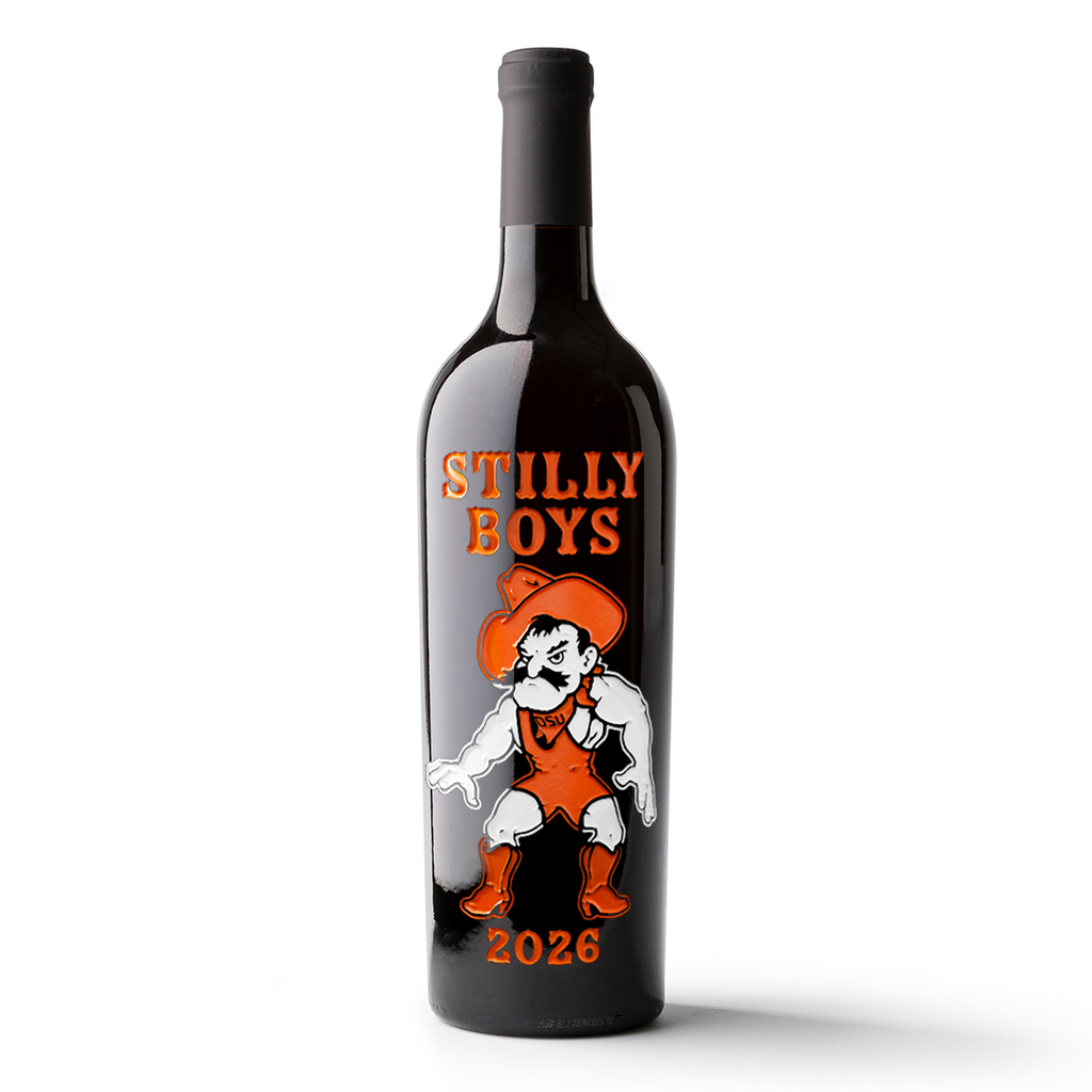 Limited Edition 2026 Oklahoma State Wrestling Etched Wine