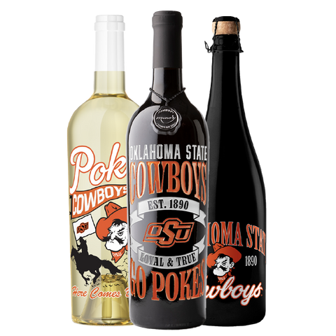 Oklahoma State University 3 pack of cabernet sauvignon, bubbly wine, and sauvignon blanc from Mano's Wine