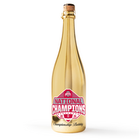 Gold metallic bubbly wine bottle featuring Ohio State University 2024 National Champions