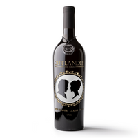 Outlander Jamie and Claire Silhouette Etched Wine Bottle