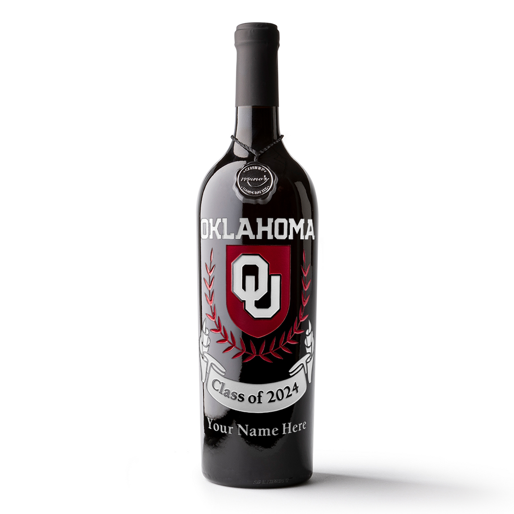 University of Oklahoma Custom Alumni Etched Wine