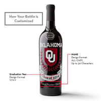 University of Oklahoma Custom Alumni Etched Wine