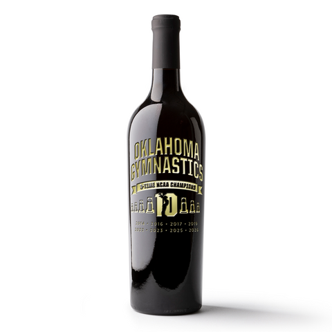 OU 8x Gymnastics Champions Etched Wine