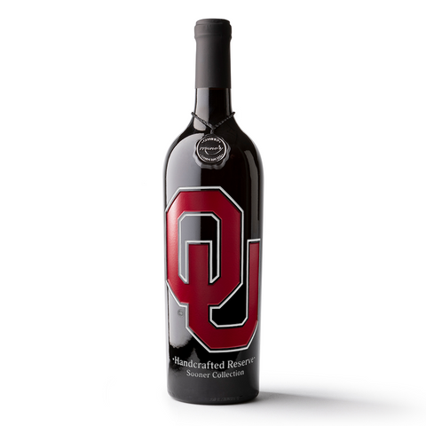 University of Oklahoma Logo Etched Wine