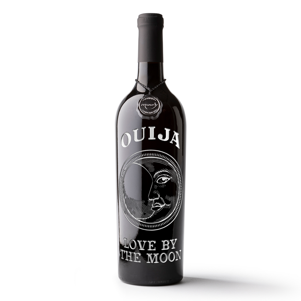 Ouija "Love by the Moon" Etched Wine Bottle