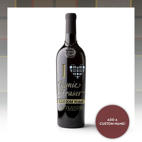 Outlander I heart Jamie Custom Etched Wine Bottle