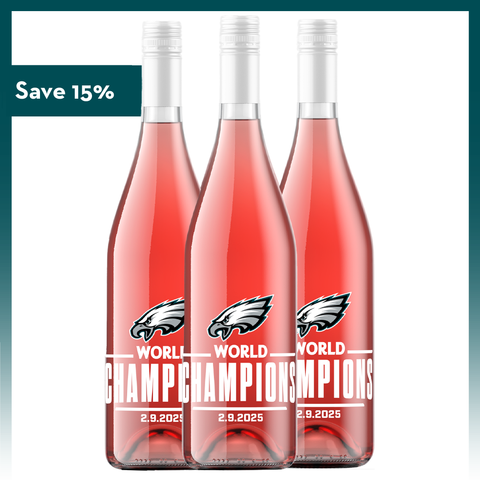 Philadelphia Eagles 2024 World Champions Sweet Rosé Three Pack wine bottles from Mano's Wine