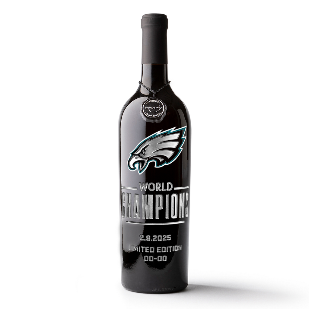 Eagles 2024 World Champions Logo Etched Wine