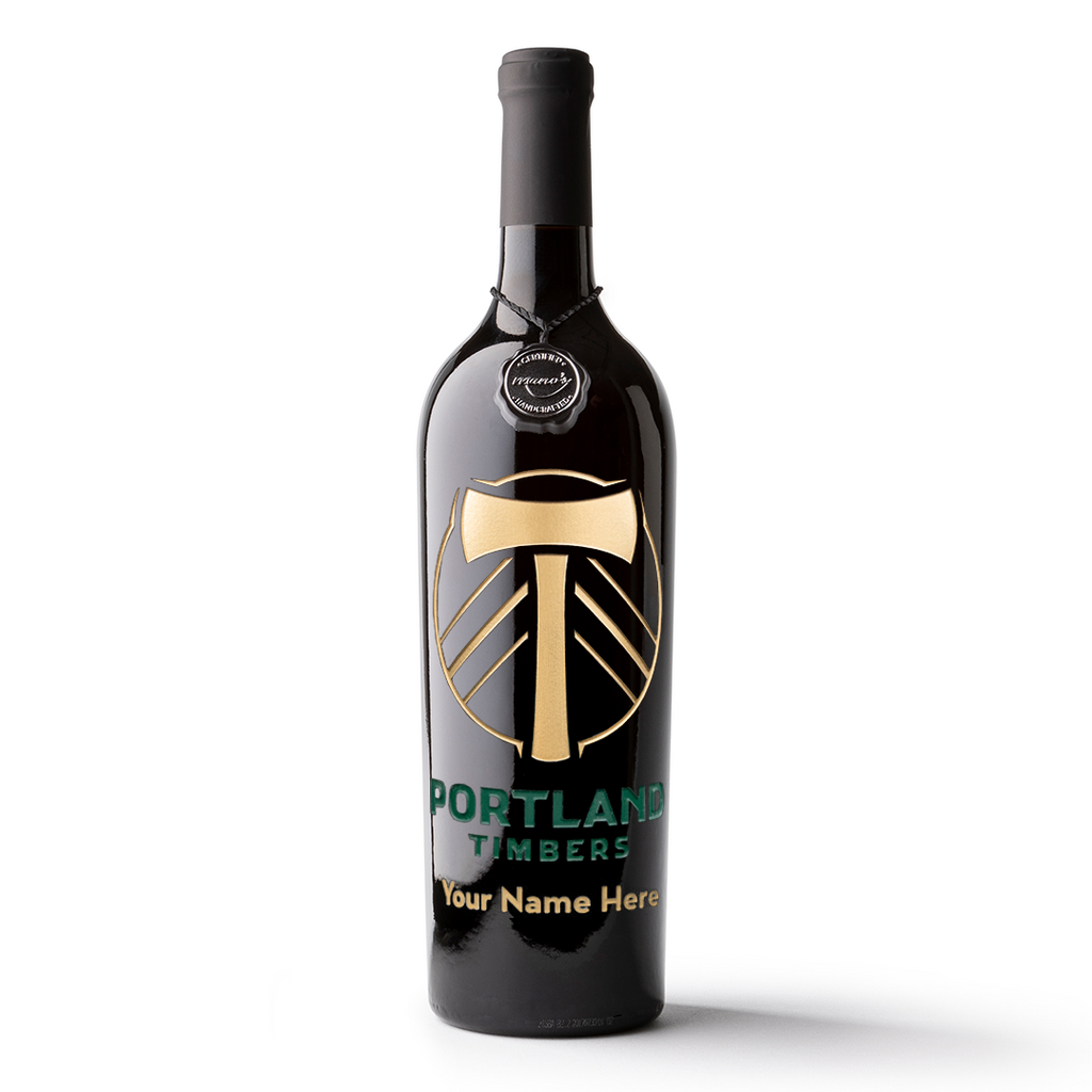 Portland Timbers Logo Custom Name Etched Wine