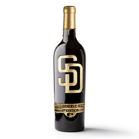 Order San Diego Padres Gold Reserve Etched Wine Bottle from Mano's Wine