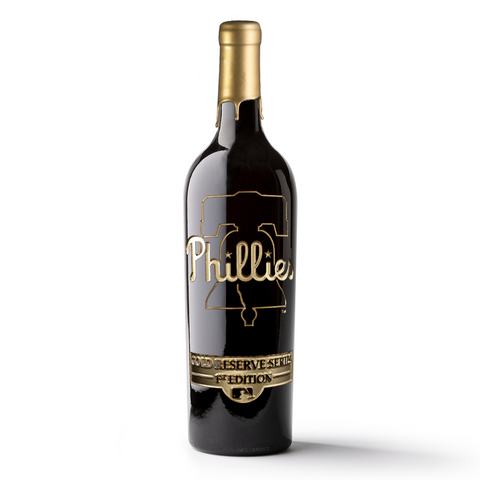 Philadelphia Phillies Gold Reserve Etched Wine Bottle