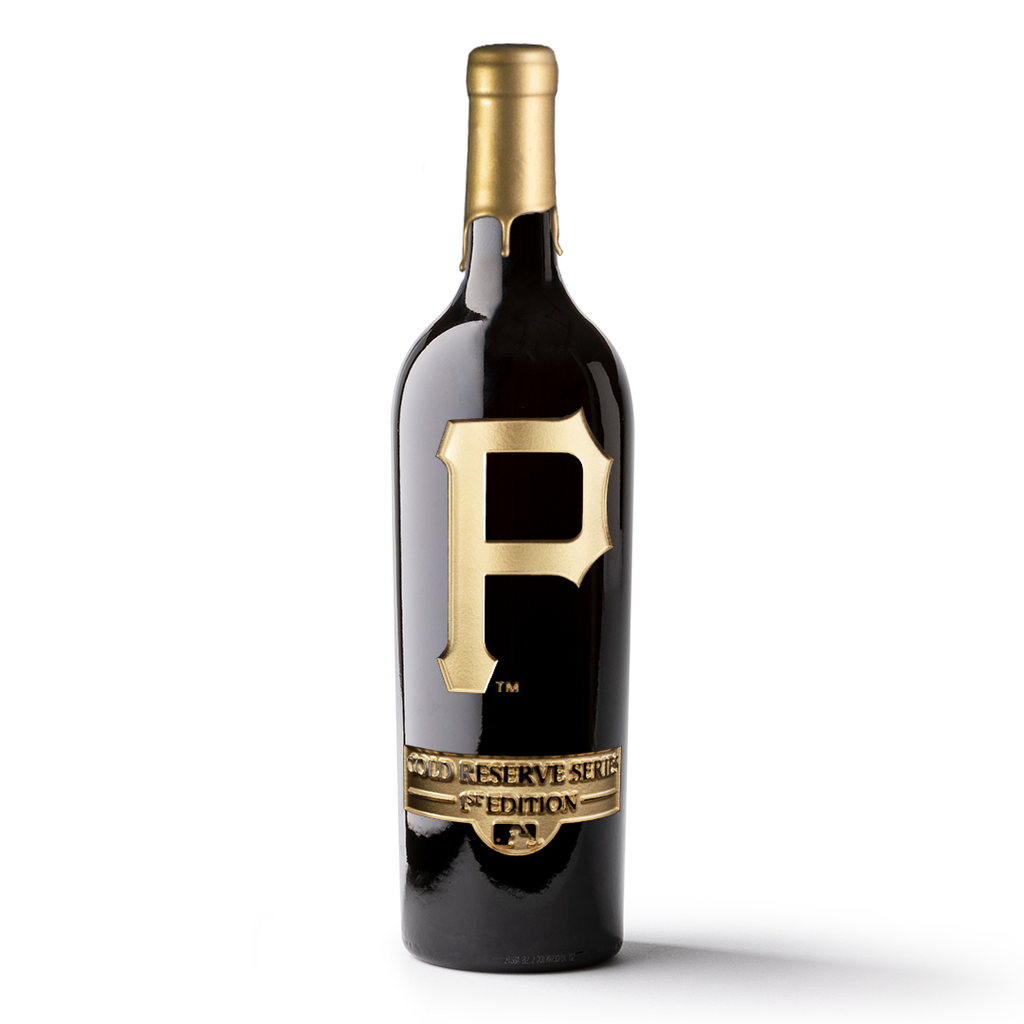 Pittsburgh Pirates Gold Reserve Etched Wine Bottle