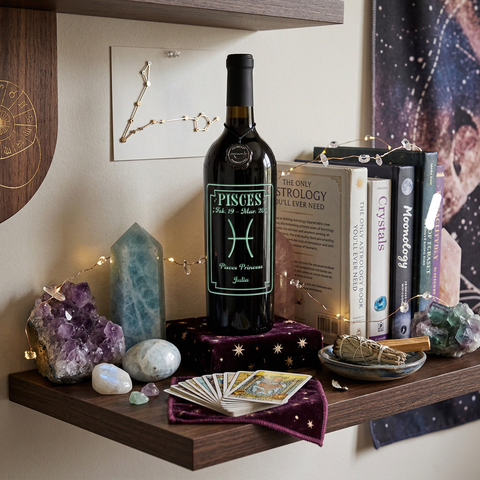 Pisces Custom Etched Wine Bottle
