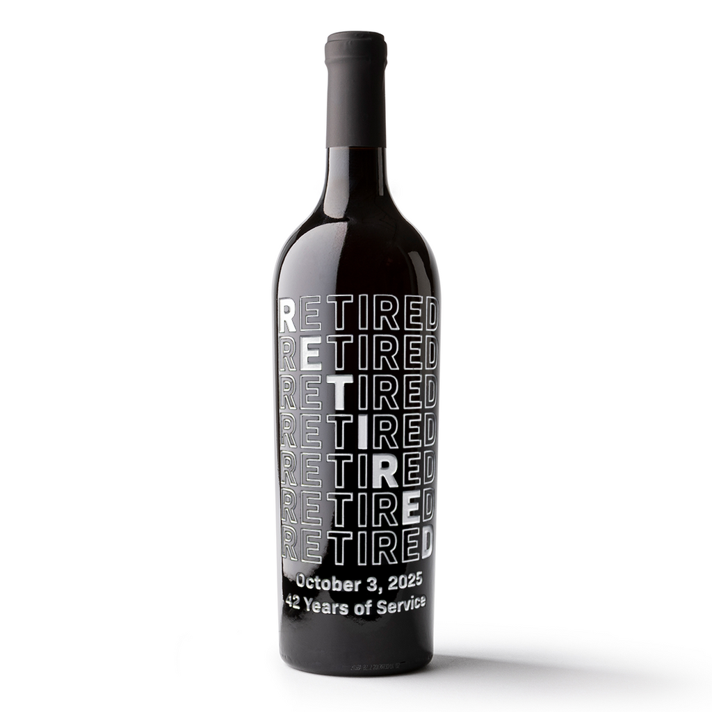 Retired on Repeat Custom Etched Wine