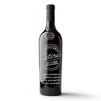 Customize an etched wine bottle for your favorite retiree! Order from Mano's Wine today!