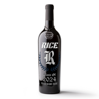 Rice University Custom Alumni Etched Wine