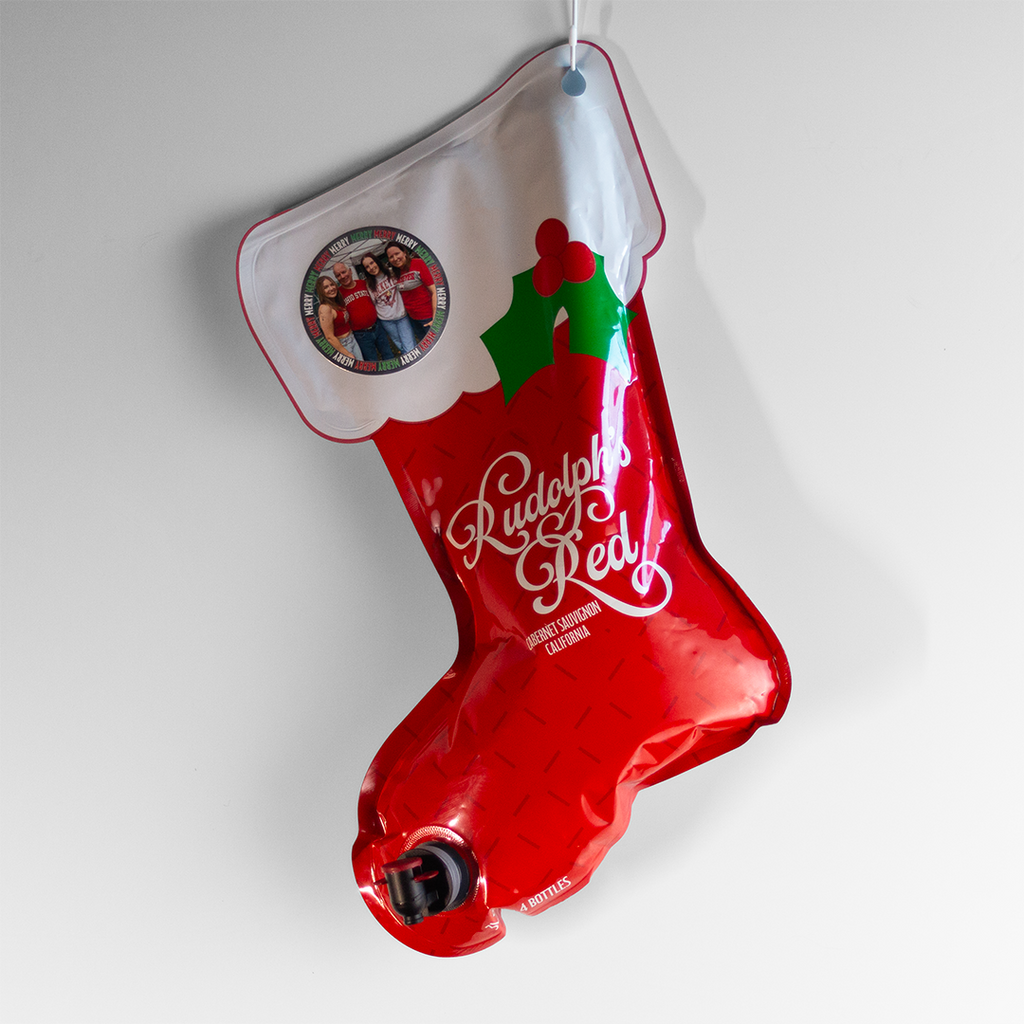 Rudolph Red 3L Holiday Stocking with Custom Photo Label