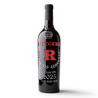 Mano's Wine bottle with Rutgers Class of 2025 etched on the bottle