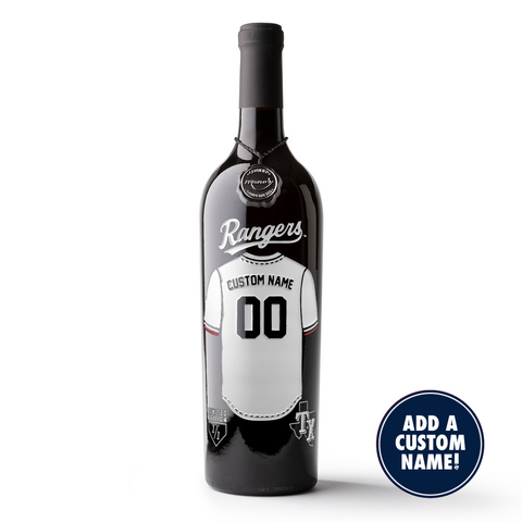 Mano's Wine Texas Rangers Custom Jersey Etched Wine bottle