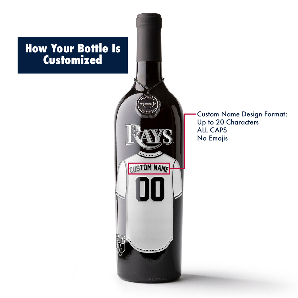 How to customize a Tampa Bay Rays jersey etched wine bottle from Mano's Wine