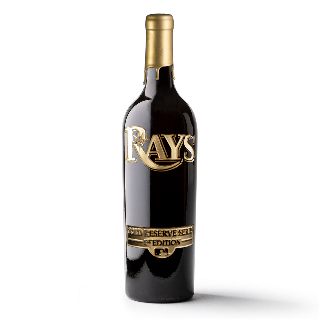 Order Tampa Bay Rays Gold Reserve Etched Wine Bottle from Mano's Wine