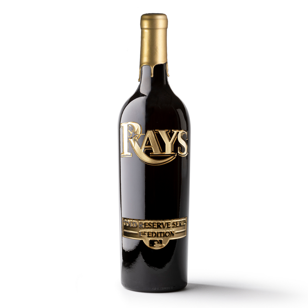 Tampa Bay Rays Gold Reserve Etched Wine Bottle