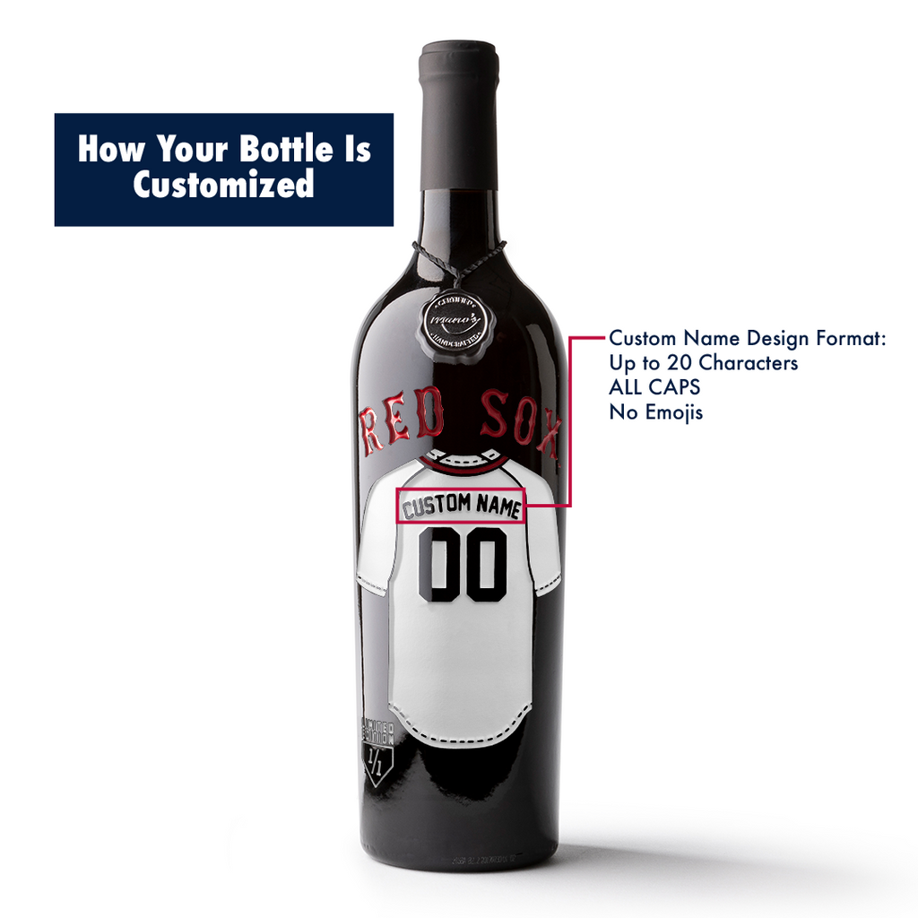 How to customize a Boston Red Sox jersey etched wine bottle from Mano's Wine
