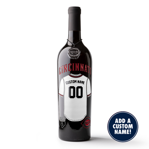 Mano's Wine Cincinnati Reds Custom Jersey Etched Wine bottle