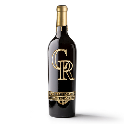 Colorado Rockies Gold Reserve Etched Wine Bottle