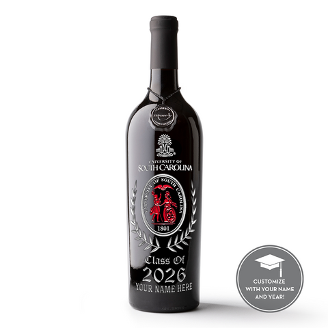 University of South Carolina Custom Alumni Etched Wine Bottle