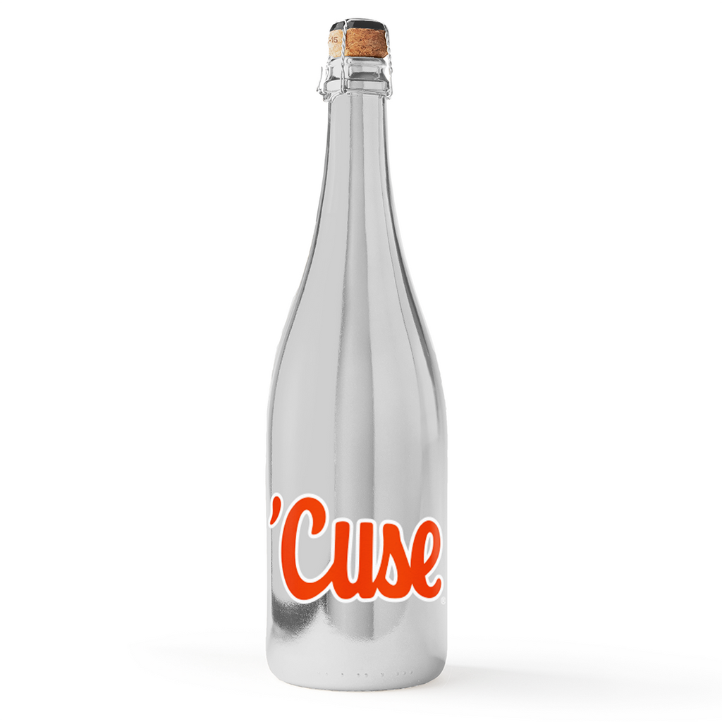 'Cuse Syracuse University Silver Bubbly wine bottle from Mano's Wine