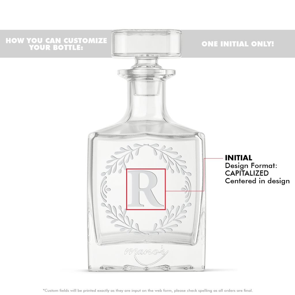 Monogram Laurel Custom Crystal Glass Decanter