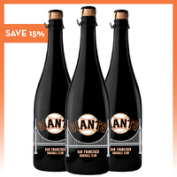 Three San Francisco Giants baseball bottles of bubbly wine from Mano's Wine