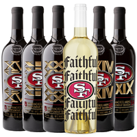 Mano's Wine San Francisco 49ers Championship Collectors wine pack for national championships and "Faithful to the Bay"