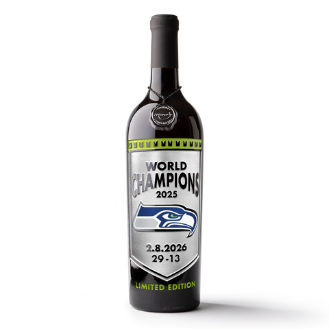 Seattle Seahawks 2025 World Champions Banner Etched Wine