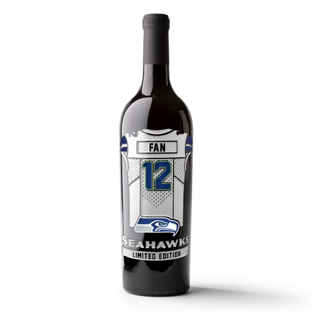 Seattle Seahawks 12 Fan Jersey Etched Wine