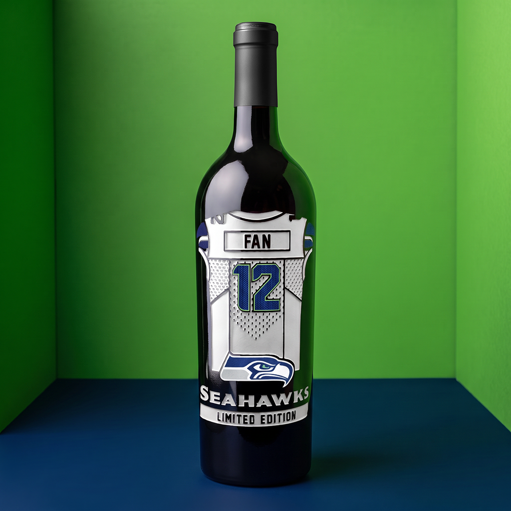 Seattle Seahawks 12 Fan Jersey Etched Wine