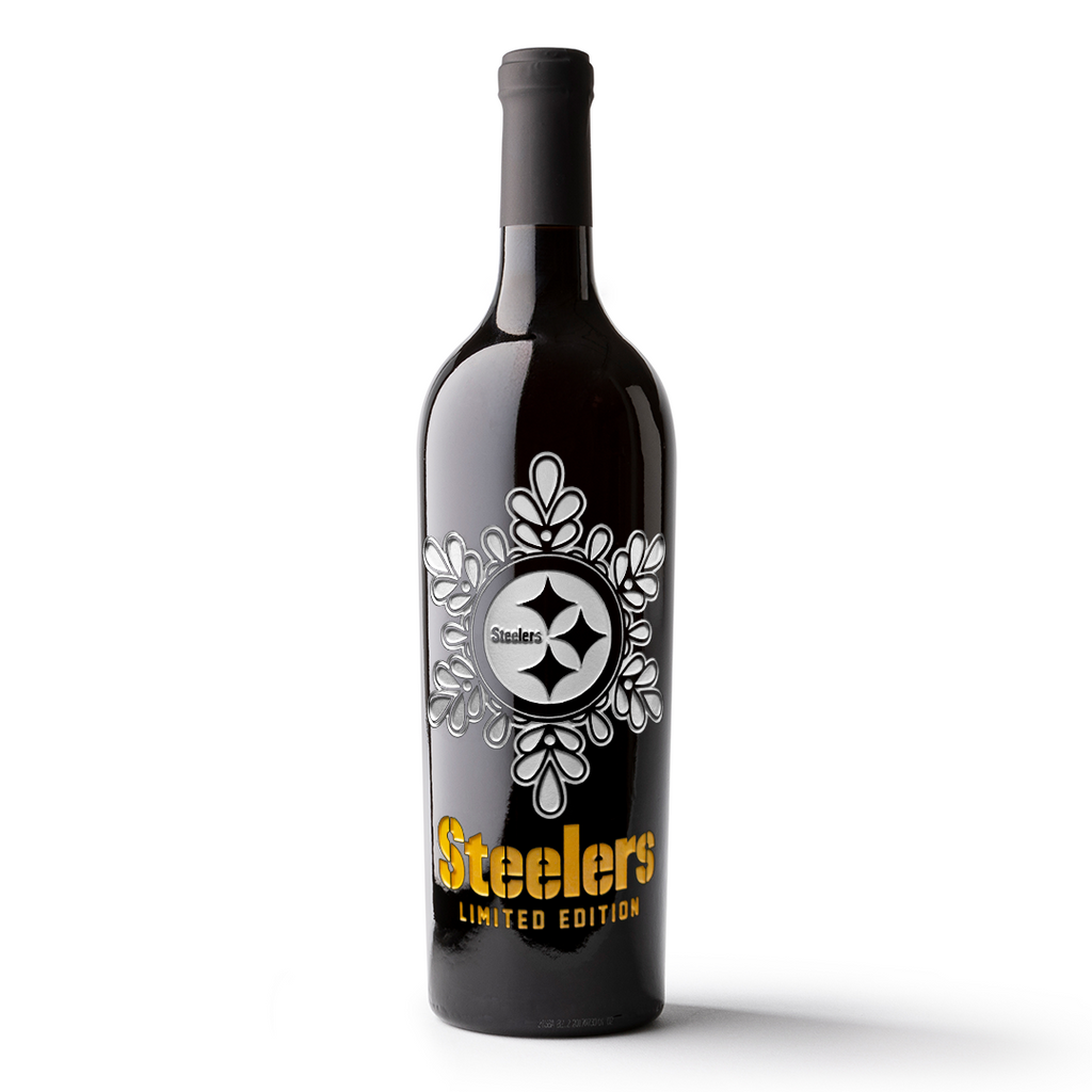 Steelers 2026 Holiday Snowflake Etched Wine