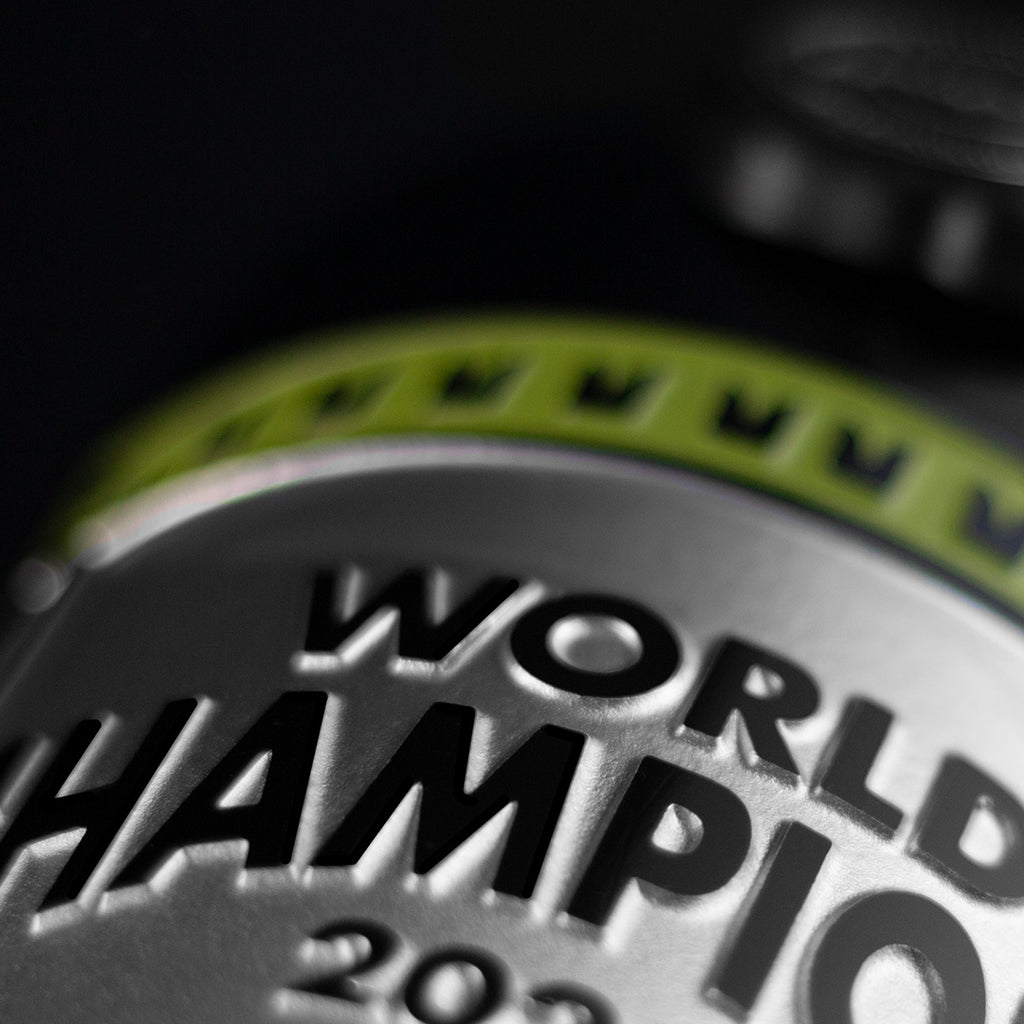 Seattle Seahawks 2025 World Champions etched on Mano's Wine bottle