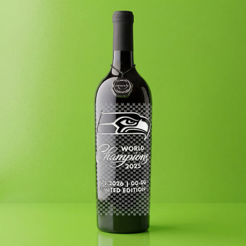 Seattle Seahawks 2025 World Champions Etched Wine