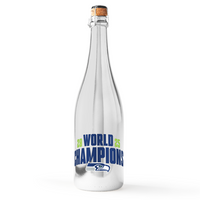 Celebrate the Seattle Seahawks 2025 World Championship with a silver bubbly wine bottle!