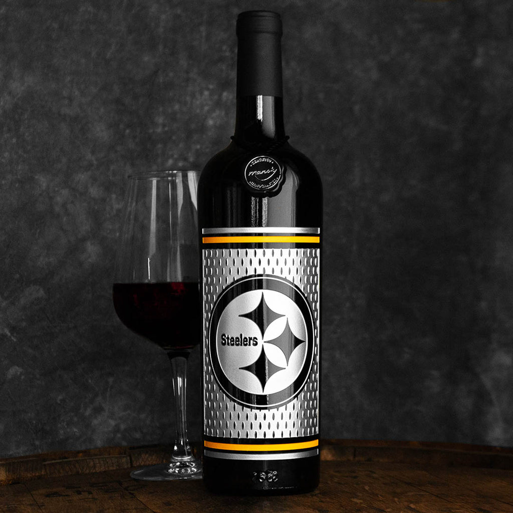 Pittsburgh Steelers Jersey Etched Wine
