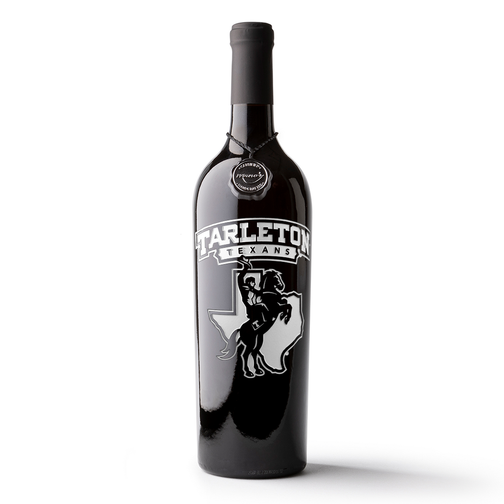 Tarleton State University Texans Etched Wine Bottle